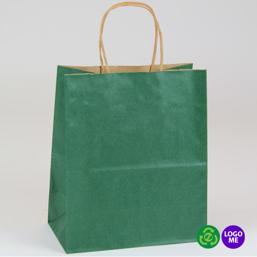8 x 4.75 x 10.5 FOREST GREEN MATTE SHADOWSTRIPE PAPER BAGS