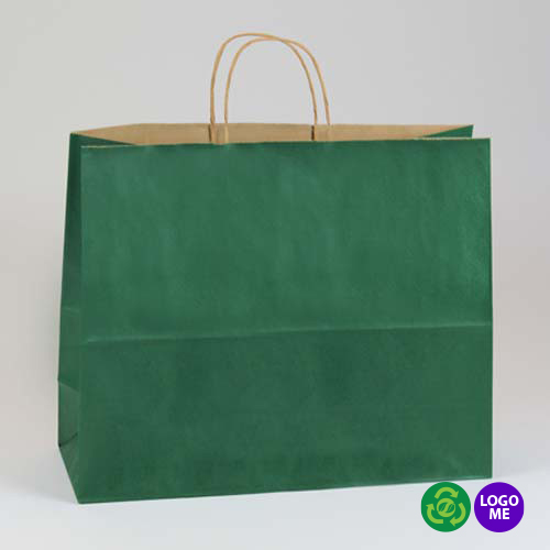 16 x 6 x 13 FOREST GREEN MATTE SHADOWSTRIPE PAPER BAGS