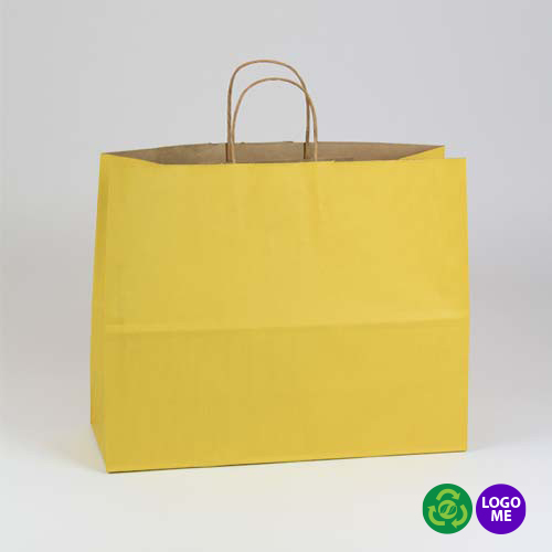16 x 6 x 13 YELLOW MATTE SHADOWSTRIPE PAPER BAGS ***CLOSEOUT***
