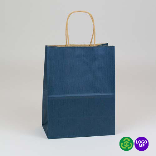 8 x 4.75 x 10.5 NAVY BLUE MATTE SHADOWSTRIPE PAPER BAGS ***CLOSEOUT***