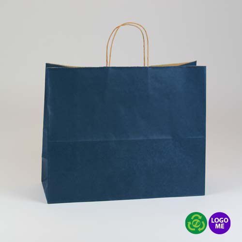 16 x 6 x 13 NAVY BLUE MATTE SHADOWSTRIPE PAPER BAGS ***CLOSEOUT***