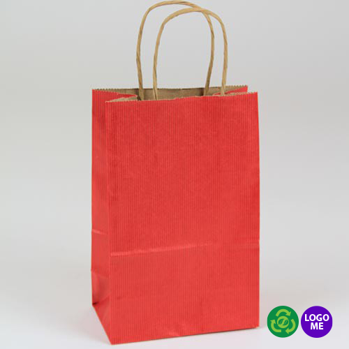 5.5 x 3.25 x 8.37 REALLY RED MATTE SHADOWSTRIPE PAPER BAGS