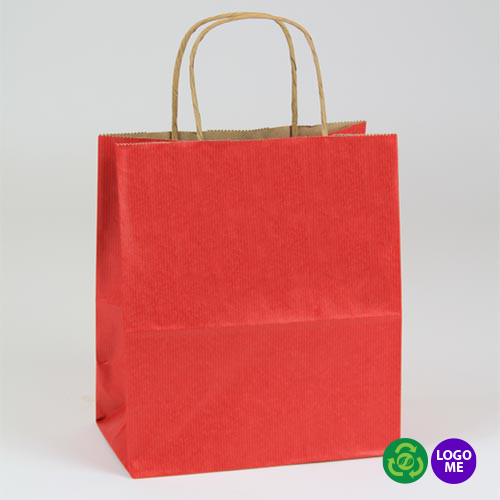 8 x 4.75 x 10.5 REALLY RED MATTE SHADOWSTRIPE PAPER BAGS