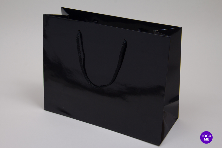 13 x 5 x 10 BLACK GLOSS PAPER EUROTOTE SHOPPING BAGS