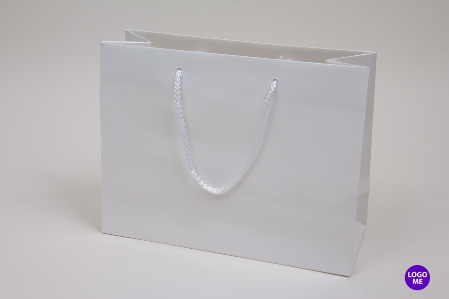 9 x 3.5 x 7 WHITE GLOSS PAPER EUROTOTE SHOPPING BAGS