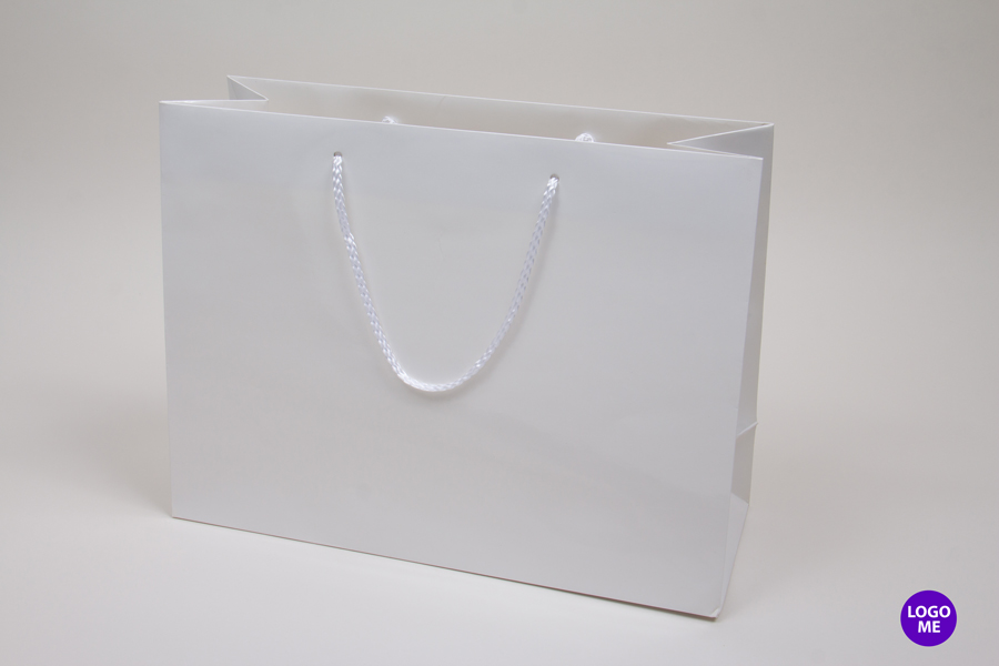 16 x 6 x 12 WHITE GLOSS PAPER EUROTOTE SHOPPING BAGS