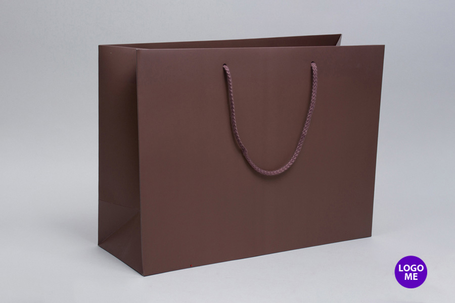 16 x 6 x 12 MATTE LAMINATED MOCHA EUROTOTE SHOPPING BAGS