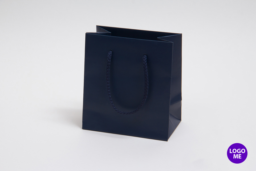 6 x 3.5 x 6.5 MATTE NAVY EUROTOTE SHOPPING BAGS