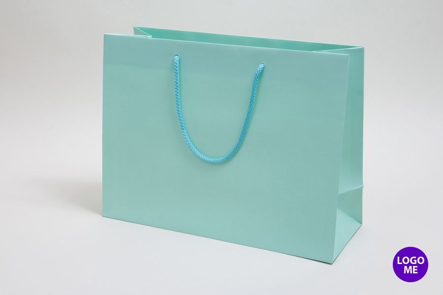 Our matte colored paper eurotote shopping bags have a stunning matte color  exterior and include matching cotton blend soft rope handles. These sleek