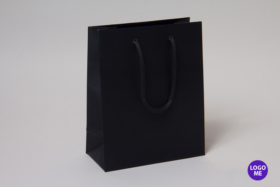 8 x 4 x 10 MATTE BLACK EUROTOTE SHOPPING BAGS