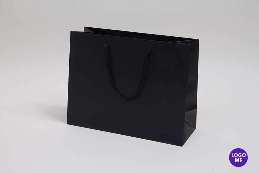 12 x 8 x 15 + 8 Black Matte Laminated Designer Tote Bag