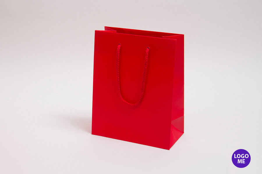 8 x 4 x 10 MATTE RED PAPER EUROTOTE SHOPPING BAGS