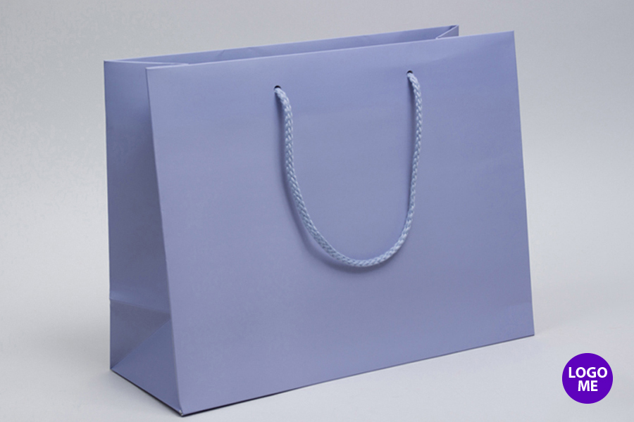 Custom Classic Paper Bag With Handles, Navy Blue Matte Finish, 16 X 6 X 12