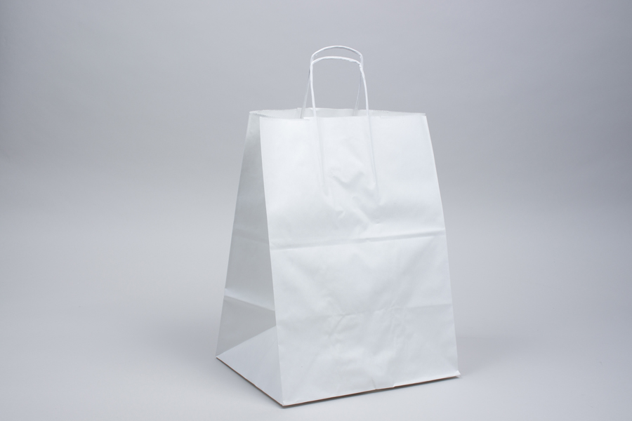 12 x 9 x 16 PREMIUM ECOPLUS™ WHITE KRAFT PAPER SHOPPING BAG