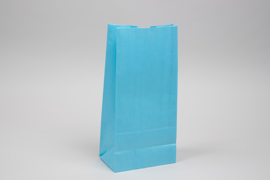 8# - 6-1/4 x 3-13/16 x 12-1/2 SKY BLUE SOS PAPER BAGS