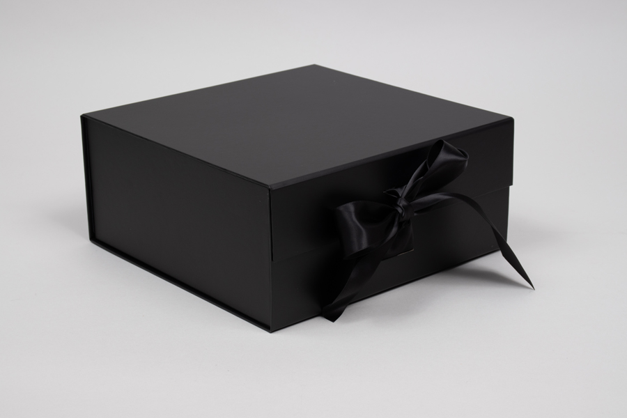 10 x 10 x 4-1/2 MATTE BLACK MAGNETIC LID GIFT BOXES WITH RIBBON