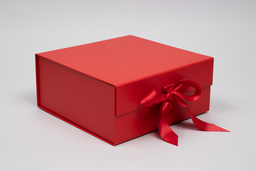 10 x 10 x 4-1/2 MATTE RED MAGNETIC LID GIFT BOXES WITH RIBBON