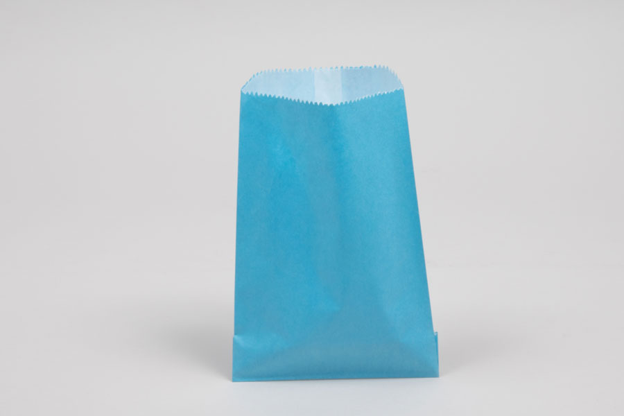 1/4# - 4-3/4 x 6-3/4 SKY BLUE GLASSINE LINED GOURMET MERCHANDISE BAGS