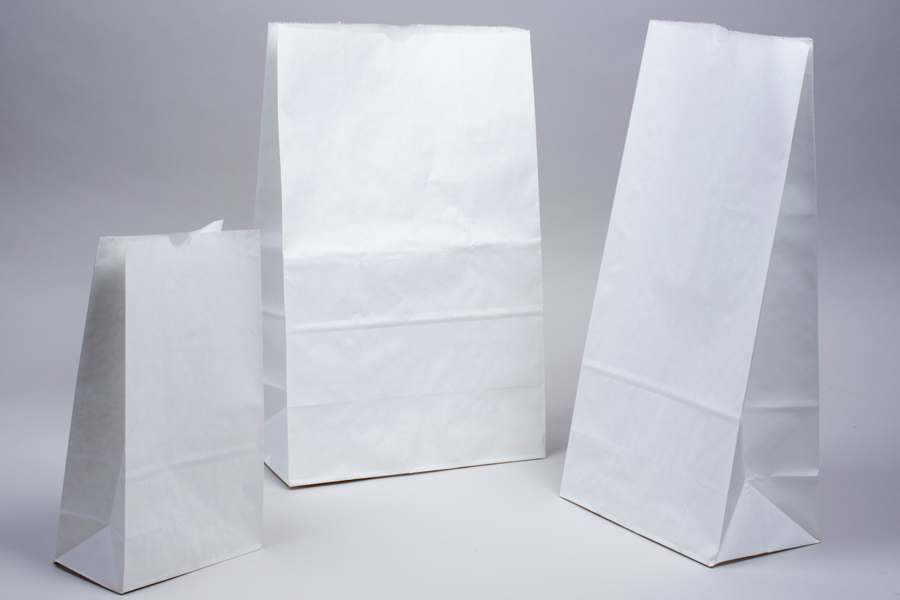 6# - 6 x 3-5/8 x 11-1/6 White Kraft Sos Paper Bags