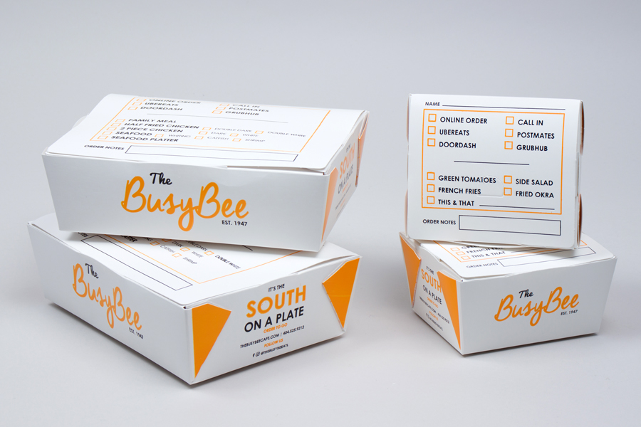 Custom Printed Clamshell Boxes - Busy Bee Cafe