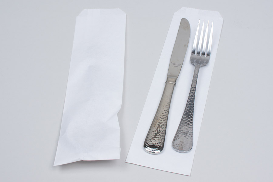 2.75” x 10” WHITE KRAFT PAPER SILVERWARE BAGS