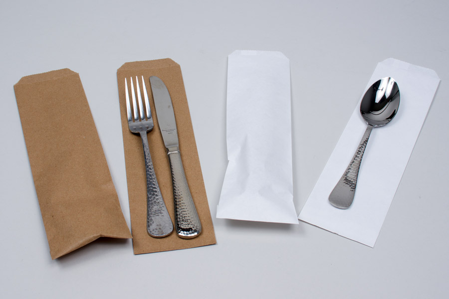 Food Service Flat Paper Silverware Bags