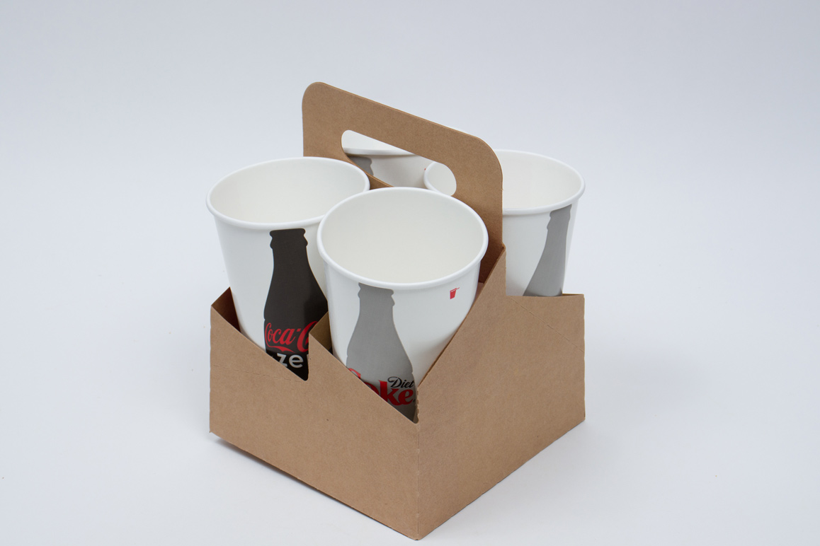 7 x 7 x 9-1/4 Natural Kraft 4 Drink Cup Carrier – 32oz Jumbo Expandable