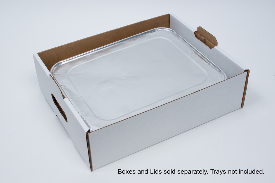 13-1/2 x 11 x 4 WHITE HANDLED CATERING TRAY - HALF SHEET