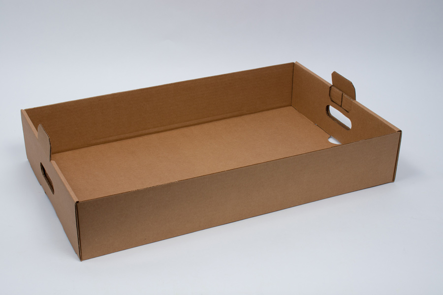 arm mannetje Mus 22 x 13-1/2 x 4 Natural Kraft Handled Catering Tray - Full Sheet