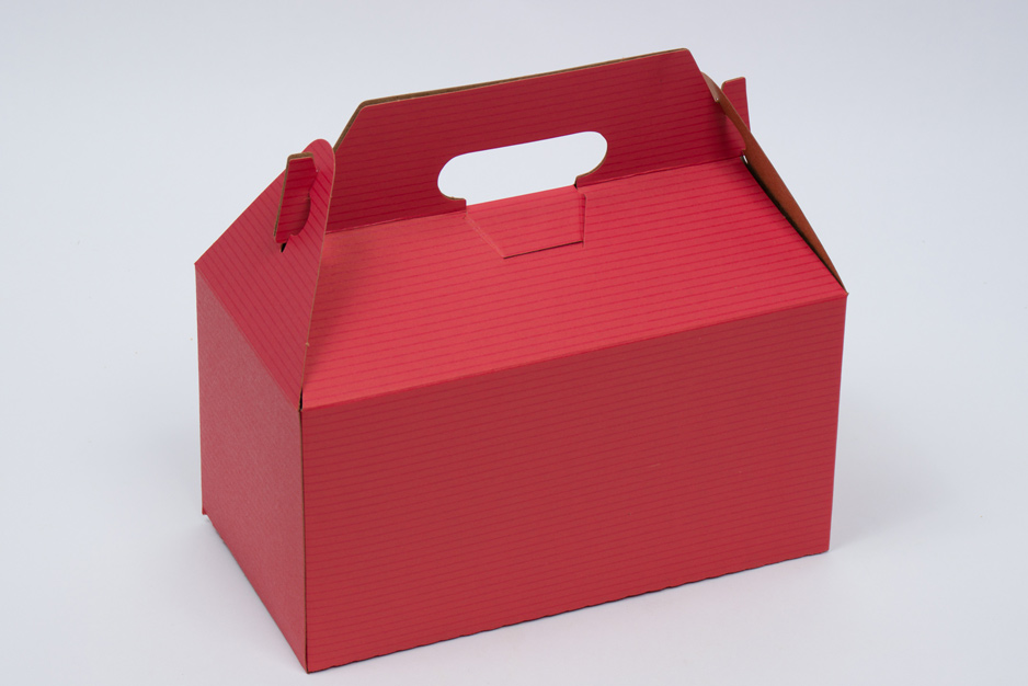 9-1/2 x 5 x 5 RED PINSTRIPE GABLE BOX
