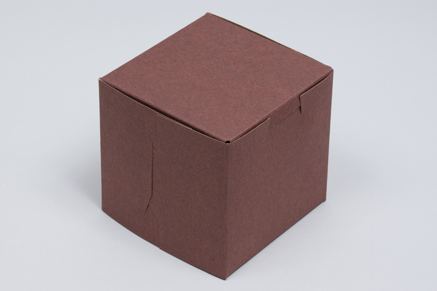 4 x 4 x 4 CHOCOLATE ONE-PIECE BAKERY/CUPCAKE BOXES