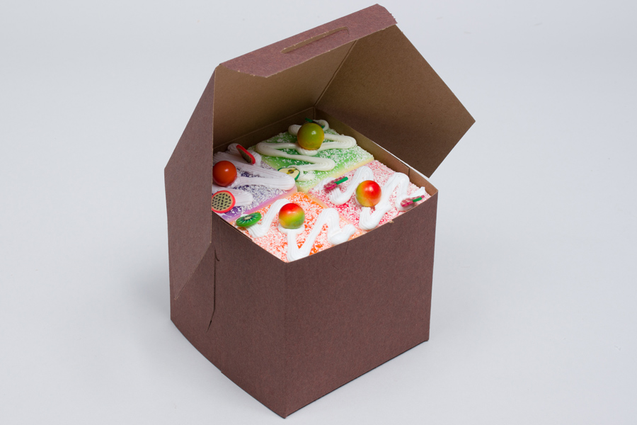 4 x 4 x 4 CHOCOLATE ONE-PIECE BAKERY/CUPCAKE BOXES