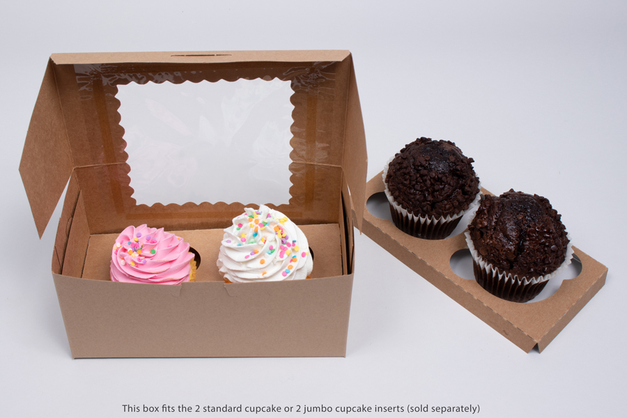 8 x 4 x 4 KRAFT CUPCAKE BOXES WITH WINDOWS