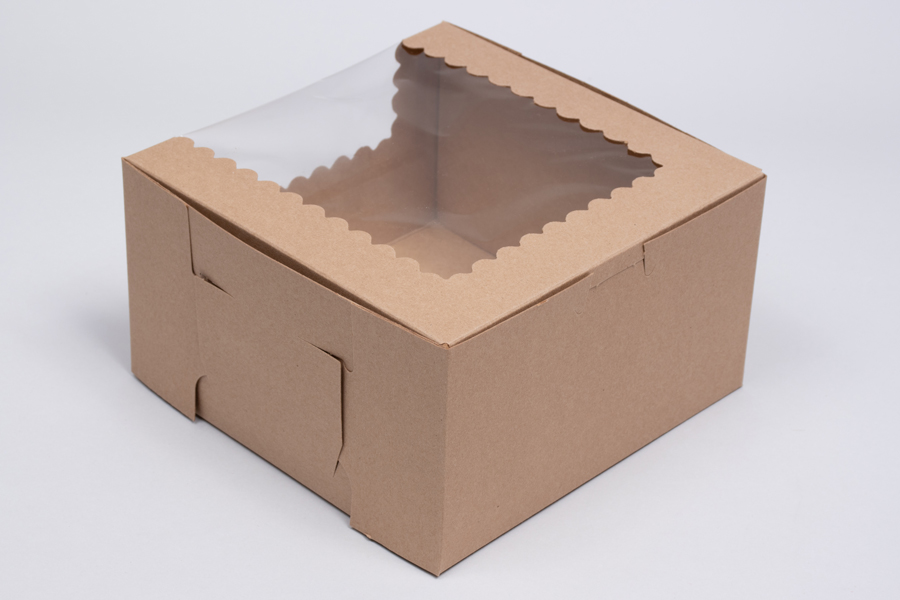 8 x 8 x 4 KRAFT CUPCAKE BOXES WITH WINDOWS