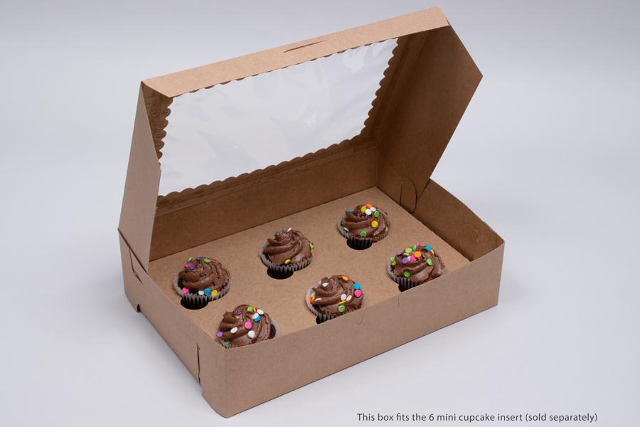 10 x 7 x 2-1/2 KRAFT CUPCAKE BOXES WITH WINDOWS