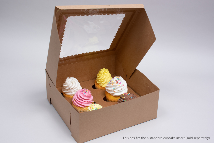 10 x 10 x 4 KRAFT CUPCAKE BOXES WITH WINDOWS