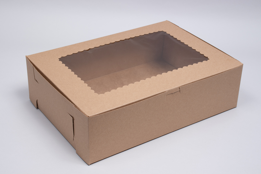 12 x 9 x 4 KRAFT CUPCAKE BOXES WITH WINDOWS