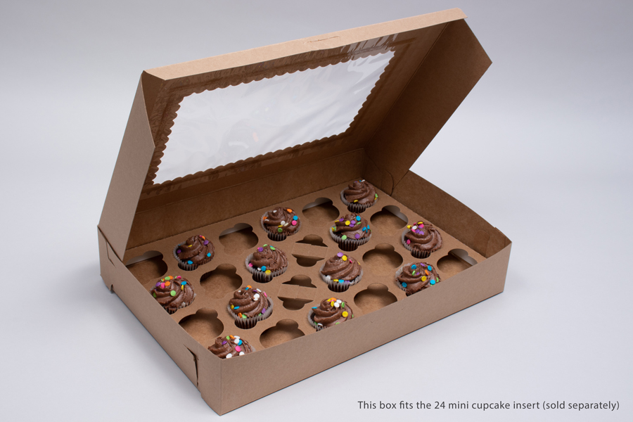 14 x 10 x 2-1/2 KRAFT CUPCAKE BOXES WITH WINDOWS