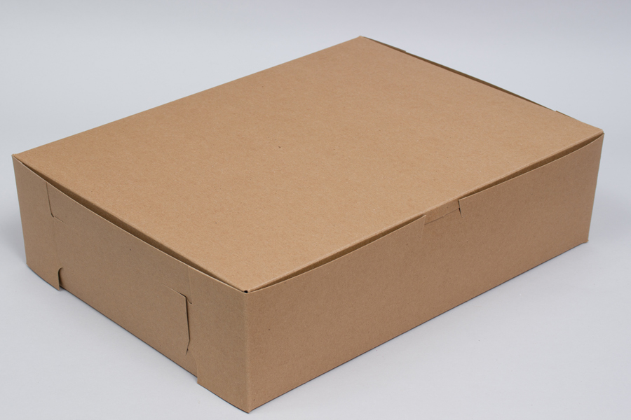 19 x 14 x 4 (1/2 SHEET) NATURAL KRAFT ONE-PIECE BAKERY BOXES
