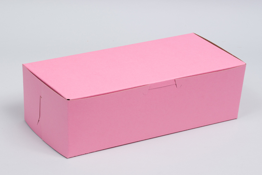 6-1/4 x 3-3/4 x 2-1/8 STRAWBERRY PINK ONE-PIECE BAKERY BOXES