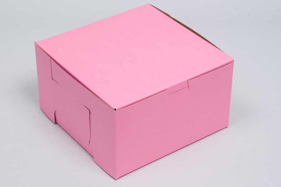 7 x 7 x 4 STRAWBERRY PINK ONE-PIECE BAKERY BOXES