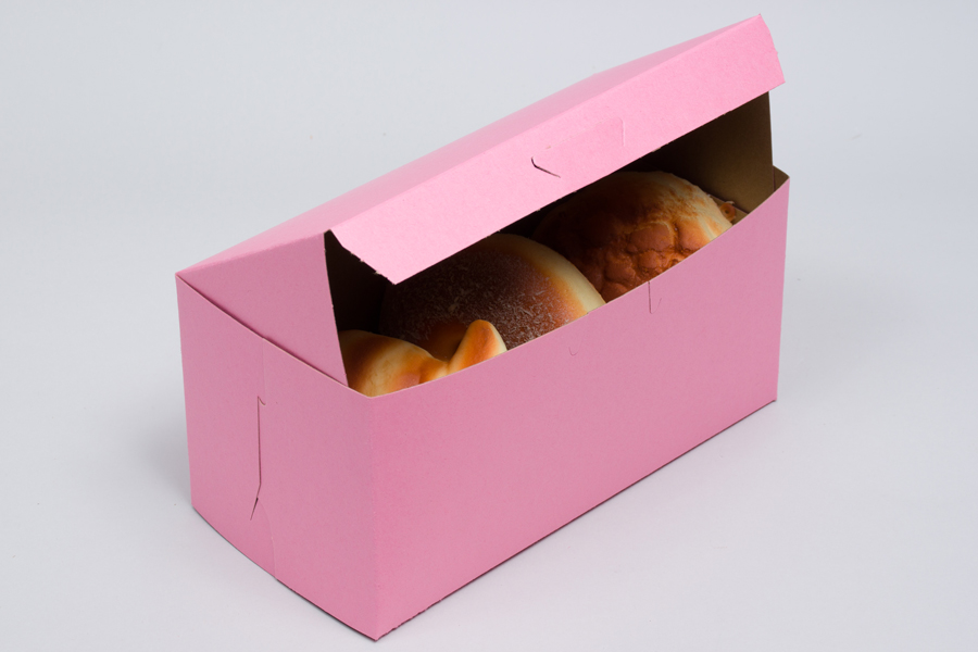 8 x 4 x 4 STRAWBERRY PINK ONE-PIECE BAKERY BOXES