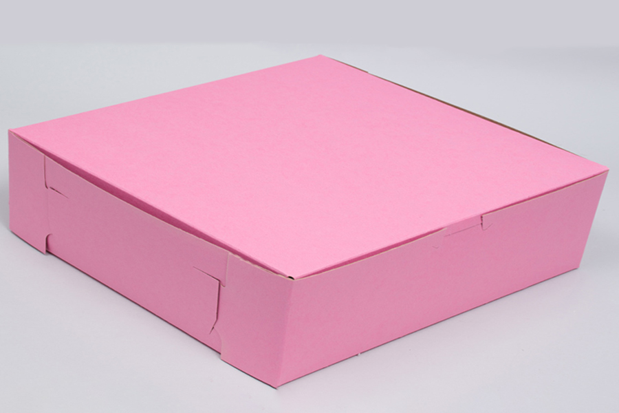 10 x 10 x 2-1/2 STRAWBERRY PINK ONE-PIECE BAKERY BOXES