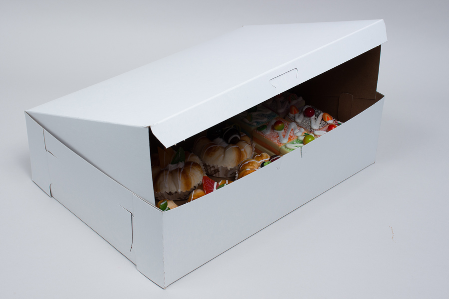 14 x 10 x 4  WHITE ONE-PIECE BAKERY BOXES