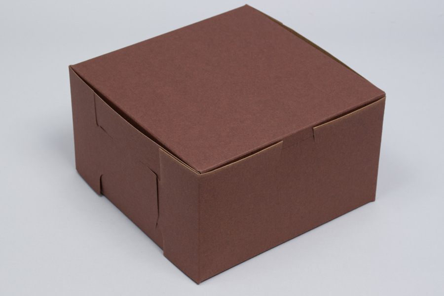 7 x 7 x 4 CHOCOLATE ONE-PIECE BAKERY/CUPCAKE BOXES