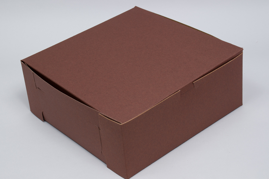 10 x 10 x 4 CHOCOLATE ONE-PIECE BAKERY/CUPCAKE BOXES