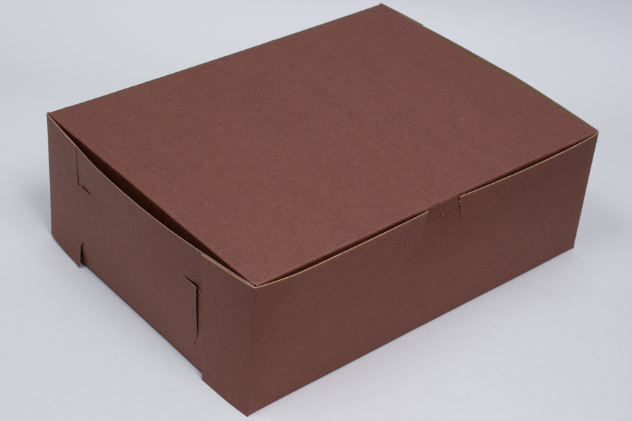 14 x 10 x 4 (1/4 SHEET) CHOCOLATE ONE-PIECE BAKERY/CUPCAKE BOXES