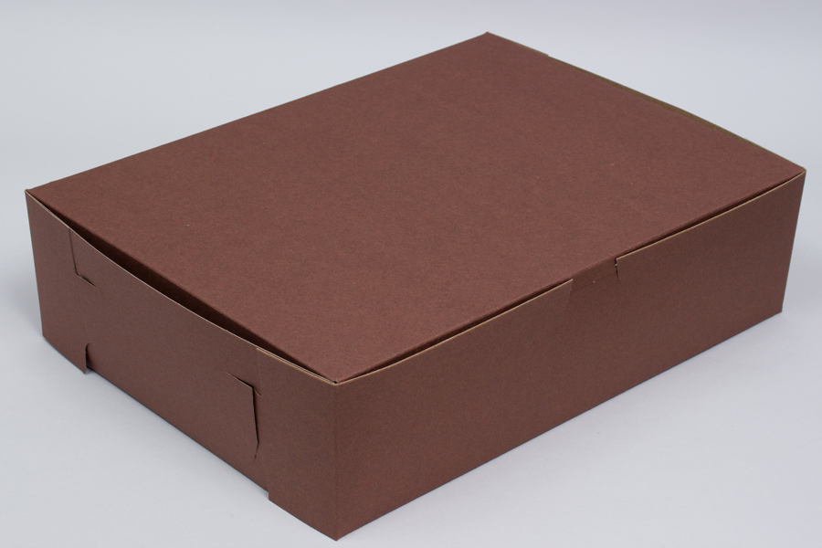 19 x 14 x 4 (1/2 SHEET) CHOCOLATE ONE-PIECE BAKERY/CUPCAKE BOXES