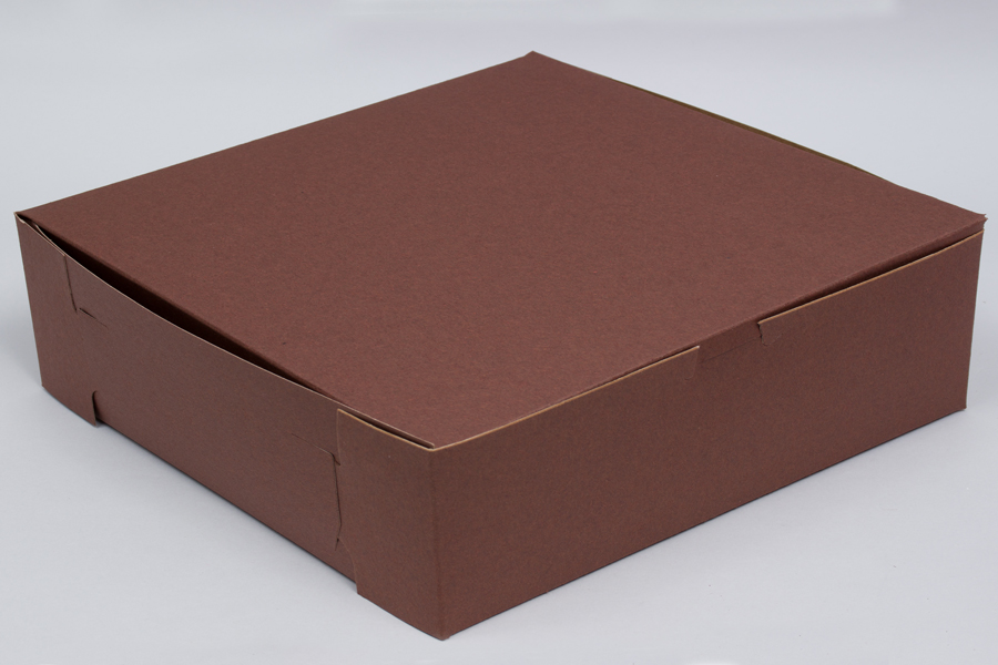 10 x 10 x 2-1/2 CHOCOLATE ONE-PIECE BAKERY/CUPCAKE BOXES