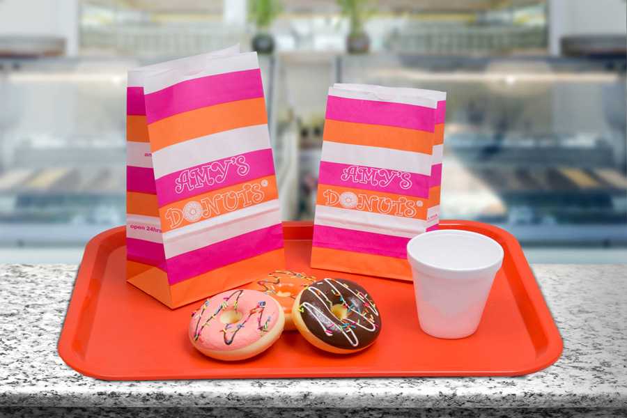 Custom Printed Paper SOS Bags - Amys Donuts